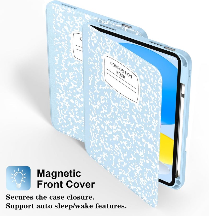 Supveco Case for iPad (A16) 11th Generation 11 inch (2025),iPad 10th Generation 10.9 inch (2022) with Pencil Holder-[Auto Wake/Sleep],Premium Folio Stand Case with Soft TPU Back Cover-Ice Blue - Image 4